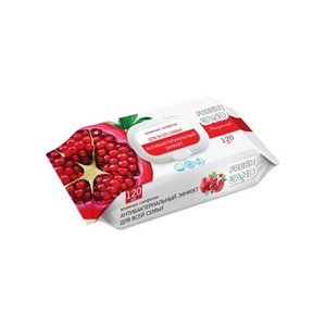 Гигиенические влажные салфетки Freshland Pomegranate 120 шт., С антибактериальным эффектом