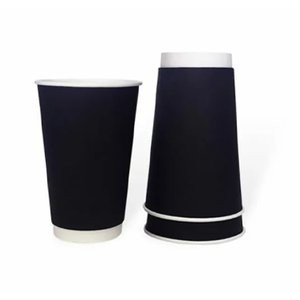 Стакан бумажный двухслойный ThermoCup 400/500 мл Черный Black Матовый