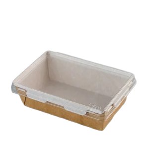 Контейнер бумажный 400 мл с пластиковой крышкой