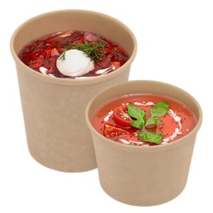 Контейнеры бумажные OneBowl UP bottom 380 мл и 520 мл Крафт